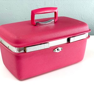 Vintage Funky Pink Samsonite Train Case, Vintage Suitcase, Makeup