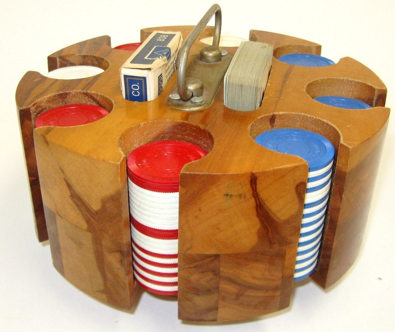 Vintage Pla Wood Products Poker Chip Caddy Etsy