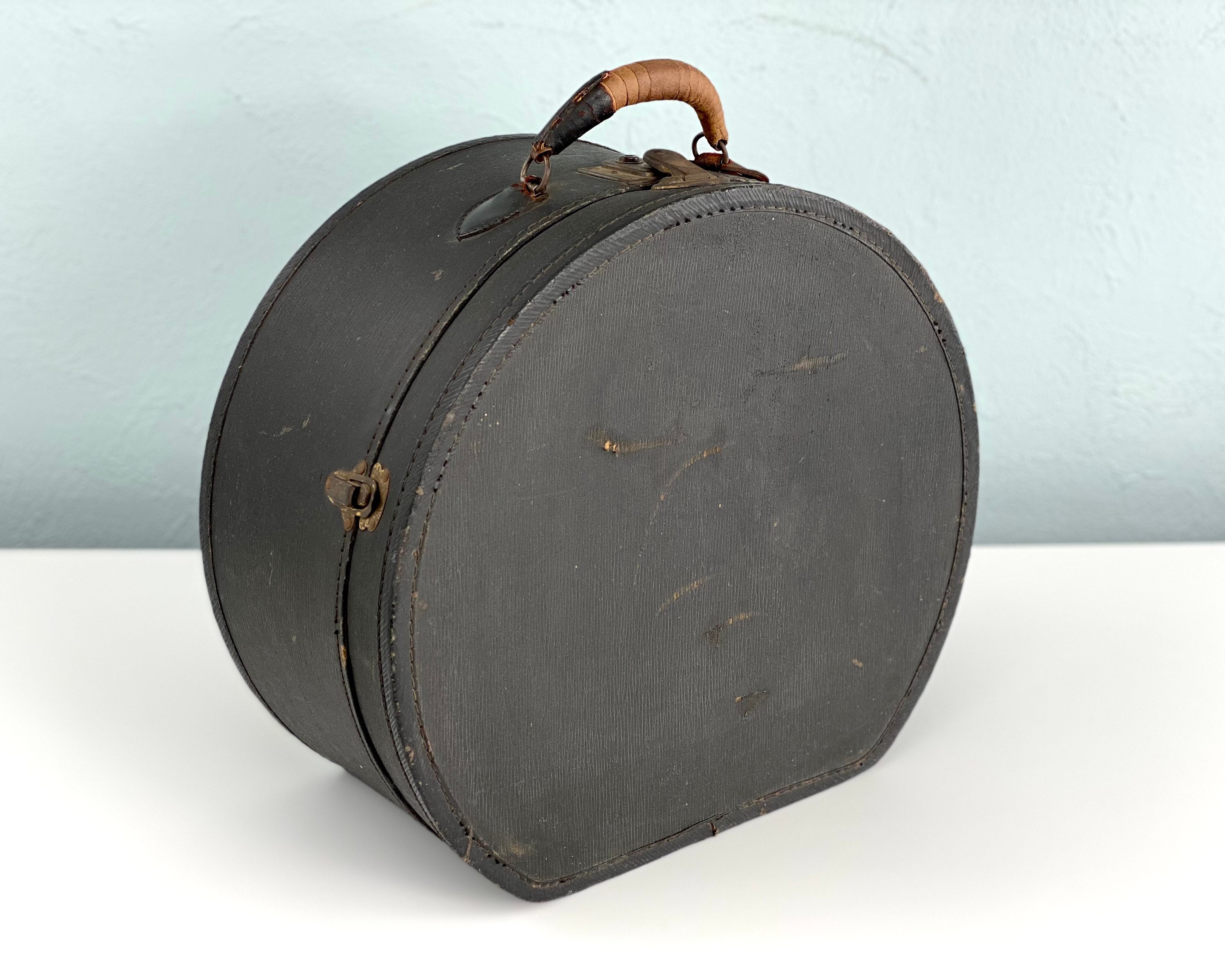 Near Mint Round Brown Vintage Luggage Suitcase Hat Box by Travel Joy -  antiques - by owner - collectibles sale 
