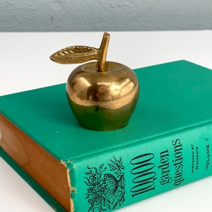 Vintage Brass Apple Bell, Vintage Home Decor, Teacher Gift, Antique Brass Bell, Book Shelf Decor, Back to School Gift for Teachers image 2