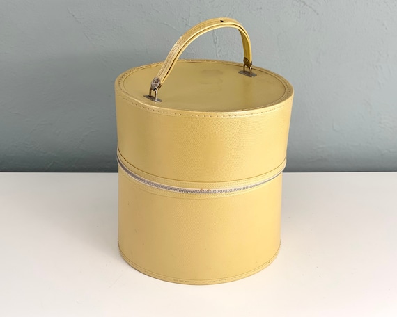Vintage Travel Case for Wig or Hat, Yellow With Styrofoam  display picture 2