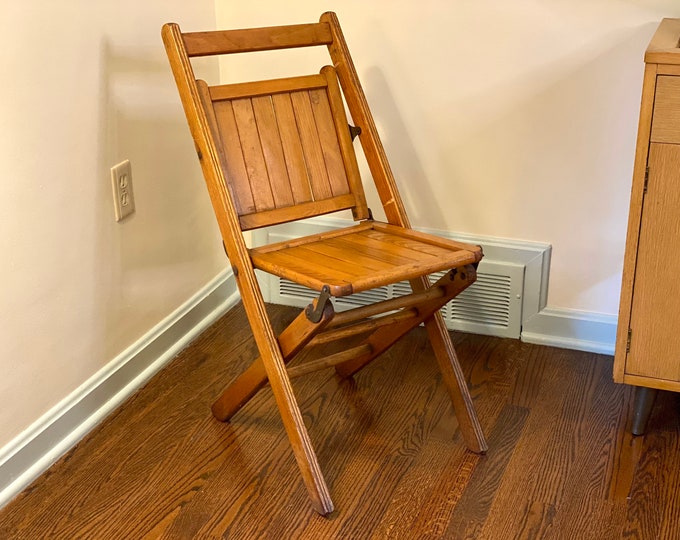 Vintage Wood Folding Chair, Wooden Chair, Mid Century Chair, Antique