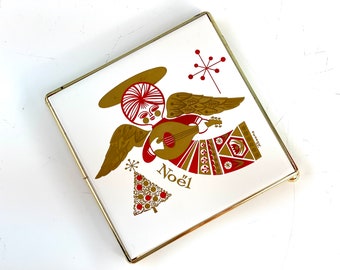 Vintage H and R Johnson LTD Rosena Noel Angel Ceramic Tile Trivet Hot Plate, Made in England