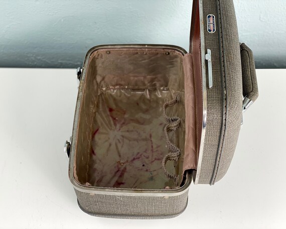 Vintage Train Case, American Tourister Gray Tweed… - image 9