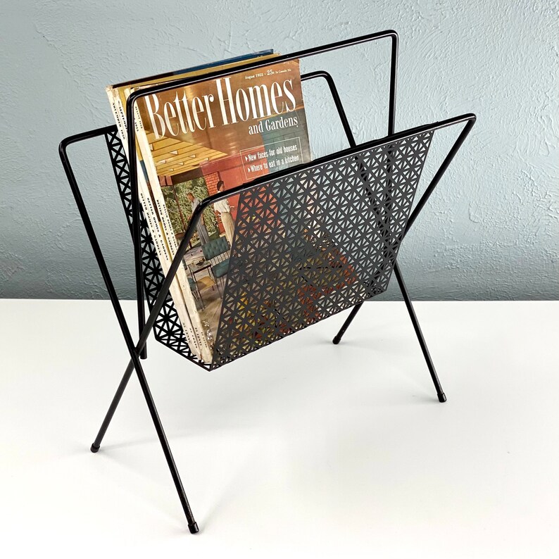 Mid Century Magazine Rack, Magazine Holder, Magazine Stand, LP Record Holder, Vintage Storage and Organization, Atomic Era image 4