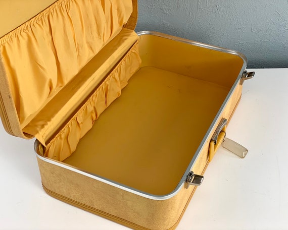 Vintage Yellow Suitcase Gold Color 