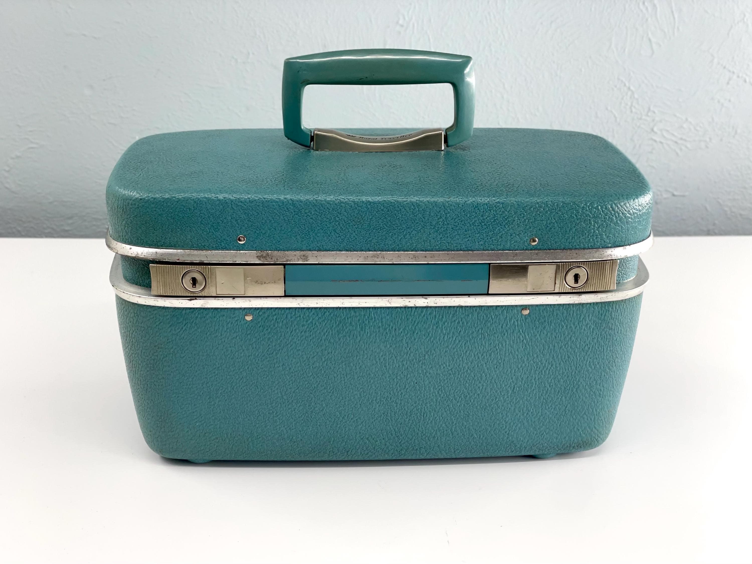 ヴィンテージ★希少★水色アンティークボックス★ファンデーションケース Vintage Blue Royal Traveller Train Case, Vintage Suitcase, Makeup