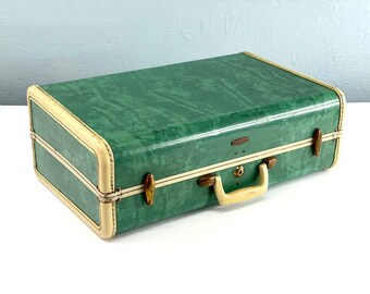 Vintage Green Marble Samsonite Suitcase, Bermuda Green Suitcase, Vintage Samsonite Luggage, Home Decor
