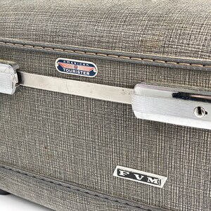 Vintage Train Case, American Tourister Gray Tweed Small Luggage, Vintage Travel image 5