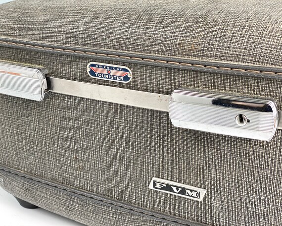 Vintage Train Case, American Tourister Gray Tweed… - image 5