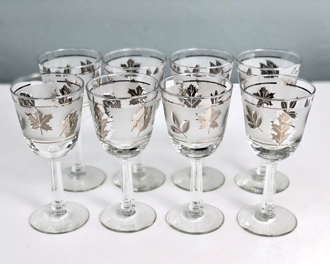 Vintage Libbey Stemmed Wine Glass Set of Eight Hostess Etsy