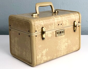 Vintage Samsonite Train Case Cream Marble Small Suitcase | Etsy