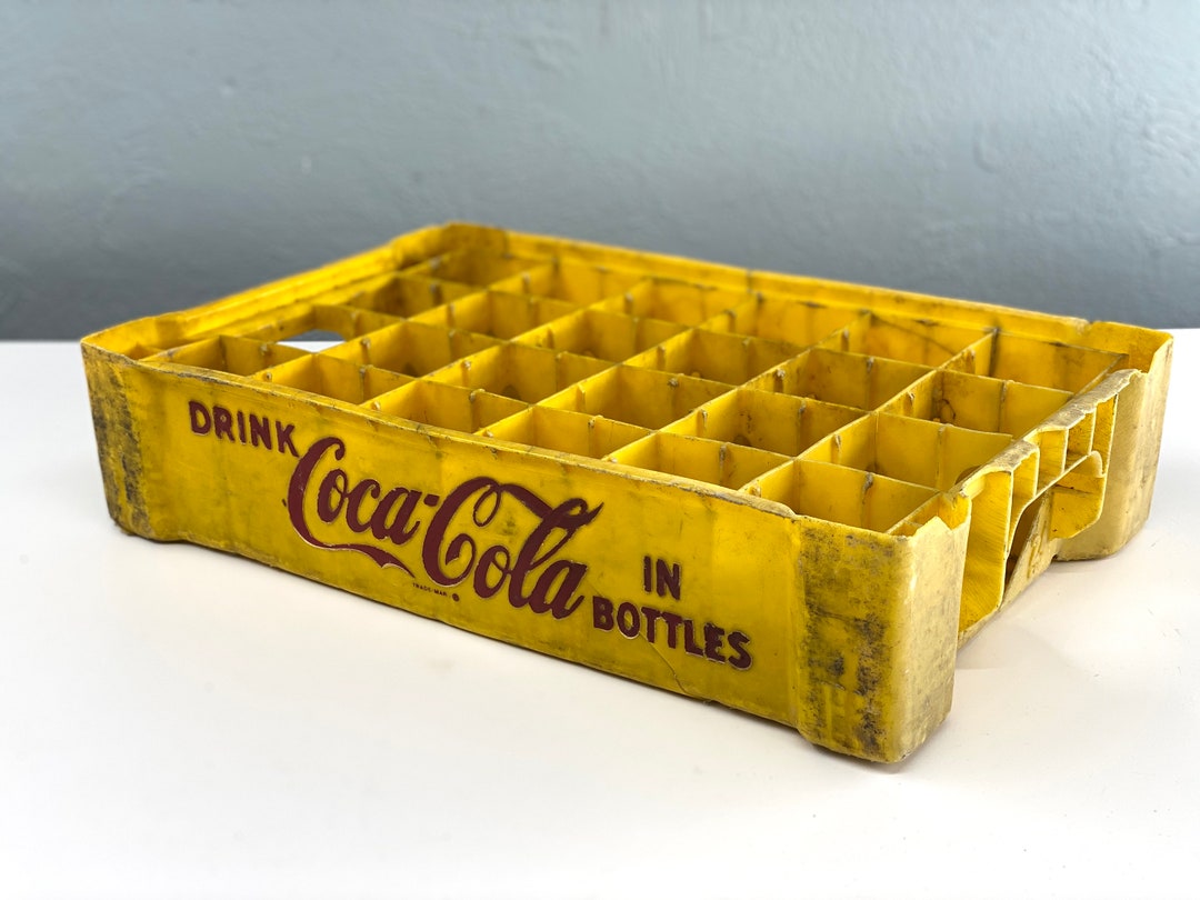 Vintage Yellow Plastic Coca Cola Crate, Plastic Coke Box, Advertising