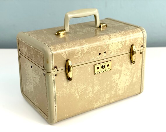 Vintage Samsonite Train Case Cream Marble Small Suitcase | Etsy