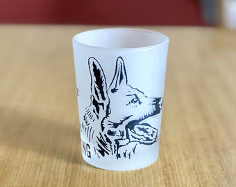 Vintage King German Shepard Shot Glass by Federal Glass