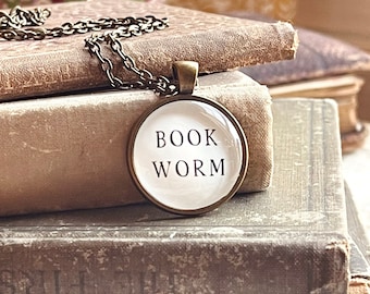 Bookworm Necklace - Booklover Gift - Reader Gift - Bookish Gift - Bookclub Gift - Librarian Gift - Reading Gifts - Teacher Gift - Book Worm