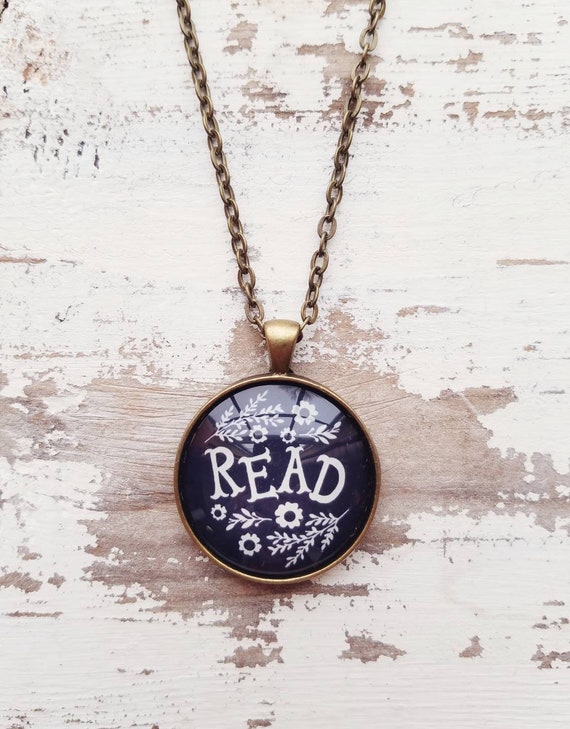 Read Pendant Necklace Book Lovers Jewelry Bibliophile Etsy