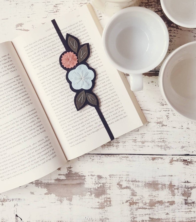 Flower Bookmark Elastic Bookmark Booklover Gift Reader image 0