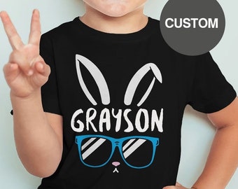 Custom Easter Shirt with Name | Kids Easter T shirt for Boy Girl Baby or Toddler, Easter Bunny Shirt, Cute Matching Easter Tees for Siblings