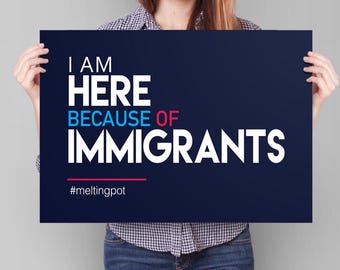 Cartel de inmigración IMPRIMIBLE / cartel de huelga de inmigrantes, cartel de protesta contra la prohibición de inmigración, cartel anti Trump, marcha de inmigración todos somos inmigrantes