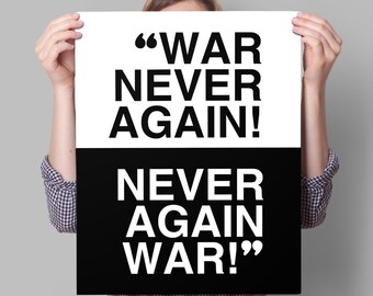 Anti War Poster, PRINTABLE Anti-War Sign, anti Trump poster, march for peace sign, instant download, political protest sign, war never again