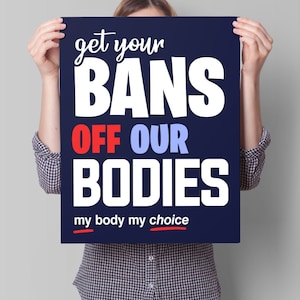 Plakat protestu na rzecz praw reprodukcyjnych dla praw kobiet, znak marszu kobiet, plakat pro-choice do pobrania, Zdejmijcie zakazy z naszych ciał