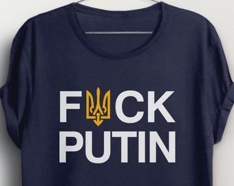 F*ck Putin Shirt, I Stand with Ukraine Shirt, Anti Putin T-Shirt for women men, support Ukraine tee, Ukrainian flag trident, liberal tshirt