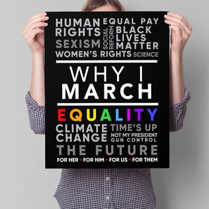 Why I March Protest Sign PRINTABLE | Womens March Sign Download, Political Activist Sign with Saying, Anti Trump Protest Poster, Activism