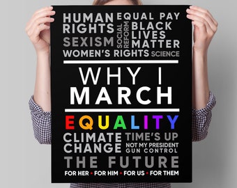 Why I March Protest Sign PRINTABLE | Womens March Sign Download, Political Activist Sign with Saying, Anti Trump Protest Poster, Activism