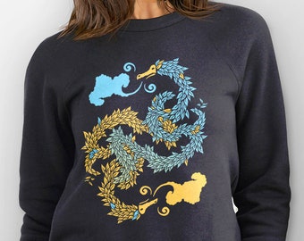 Chinese Dragon Hoodie, Dragon Clothing, Dragon Shirt, Asian Art, Beautiful Hoodie, Dragon Sweatshirt, Artistic Clothing, Yin Yang Hoodie