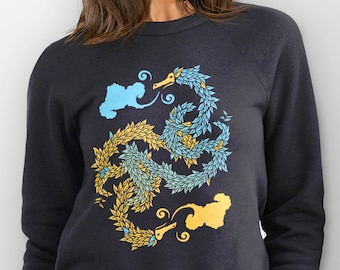 Chinese Dragon Hoodie, Dragon Clothing, Dragon Shirt, Asian Art, Beautiful Hoodie, Dragon Sweatshirt, Artistic Clothing, Yin Yang Hoodie