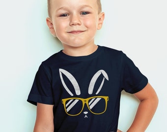 Cute Easter Shirt for Boy or Girl, Bunny Ear T shirt for Kids Baby or Toddler, Tshirt Sunglasses Rabbit, Hipster Kids Clothes, Funny T-Shirt