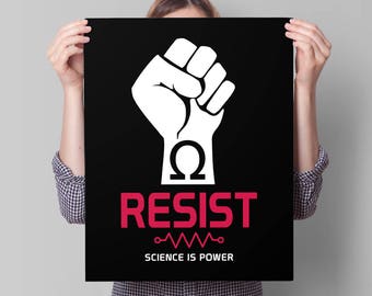 Resist Poster PRINTABLE, March for Science Poster | resist sign, science march poster, march for science sign, protest poster, climate march