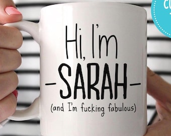 Custom Name Mug: Funny Quote Coffee Cup for Women with Personalized Text, BootsTees I'm Effing Fabulous Gift for Best Friend