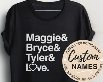 Custom Mom Shirt with Kids Names, Mother's Day Gift for grandma, tshirt with names, personalized t-shirt for women, graphic tee, aunt shirt