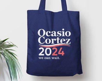 Vote AOC 2024 Tote Bag, Alexandria Ocasio Cortez for president, 2024 election items, political accessory, liberal gift for democrat tote