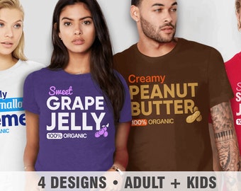 Matching Costume T Shirts for Family | Holiday Tshirts, Adult Men Women Kids, Peanut Butter Jelly Tee, Funny Best Friends T-Shirt, Siblings