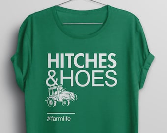 Funny Farm T Shirt, farm life shirt, funny farmer shirt, farmer gift, farming tshirt, tractor shirt, farmers market, hitches hoes BootsTees