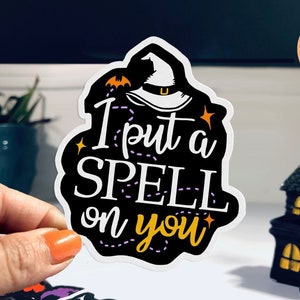 Witchcraft sticker for Halloween, witch sticker, WATERPROOF decal, spellcasting gift, wicca sticker, magic wiccan decor I Put a Spell on You immagine 1