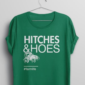 Funny Farm T Shirt, farm life shirt, funny farmer shirt, farmer gift, farming tshirt, tractor shirt, farmers market, hitches hoes BootsTees