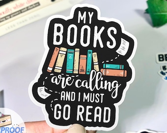 Book Sticker for Water Bottle Laptop, sticker for readers, reading sticker, WATERPROOF vinyl decal, book lover gift, librarian sticker, nerd