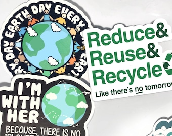 Pakiet naklejek na Dzień Ziemi, wodoodporne naklejki winylowe do recyklingu, urocze naklejki ekologiczne na butelkę z wodą lub laptopa, cytat o środowisku