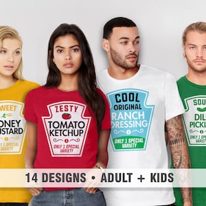 Matching Shirts for Family, costume tshirts, funny t shirts for families, Halloween condiment tee set adult men women kids ketchup BootsTees