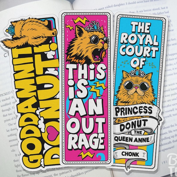 Conjunto de marcadores de página Carl Dungeon Crawler, citações da Princesa Donut com arte, arte de produtos da DCC, fã de LitRPG, marcador de página BootsTees para presente de Dungeon Crawler