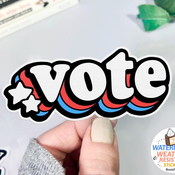 Retro Vote Sticker, Vote 2024 Election Sticker, WATERPROOF vinyl decal, vote blue voting stickers, cute vote stickers red white, BootsTees