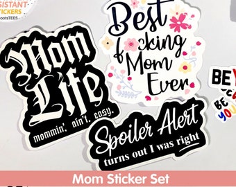 Mom Sticker Pack, WATERPROOF stickers for water bottle, stickers for moms, sticker set mom vinyl decals bundle new mom gift for mother's day