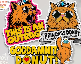 Princess Donut Sticker Pack: Dungeon Crawler Carl sticker set, BootsTees WATERPROOF decals, Goddamnit Donut This is an Outrage, Royal Court