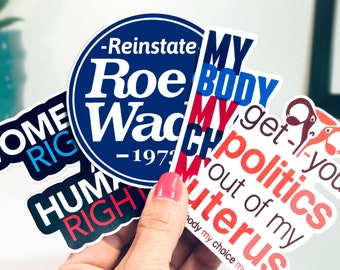 Paquete de calcomanías de derechos de las mujeres, juego de calcomanías Pro Choice para botella de agua de computadora portátil, protege a Roe vs Wade, calcomanía impermeable de derechos humanos My Body Choice