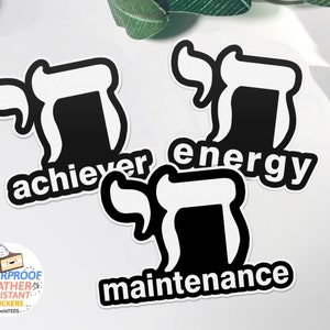Chai Achiever Chai Energy ou Chai Maintenance Stickers, ensemble d'autocollants d'humour juif WATERPROOF, pack d'autocollants Hanukkah Autocollants hébreux pour femmes