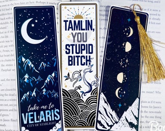 ACOTAR Bookmark Set, SJM Merch for Romantasy Lovers, Velaris Page Marker, Funny Tamlin Quote, Bookish Gift for Women Readers, Feyre Tattoo